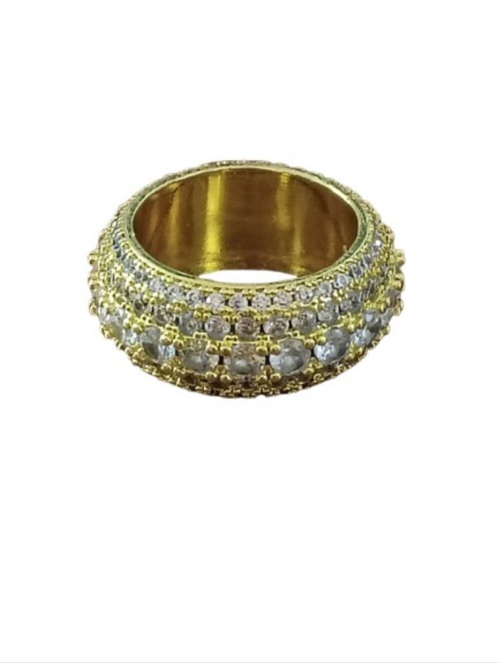 gold pave crystal statement ring